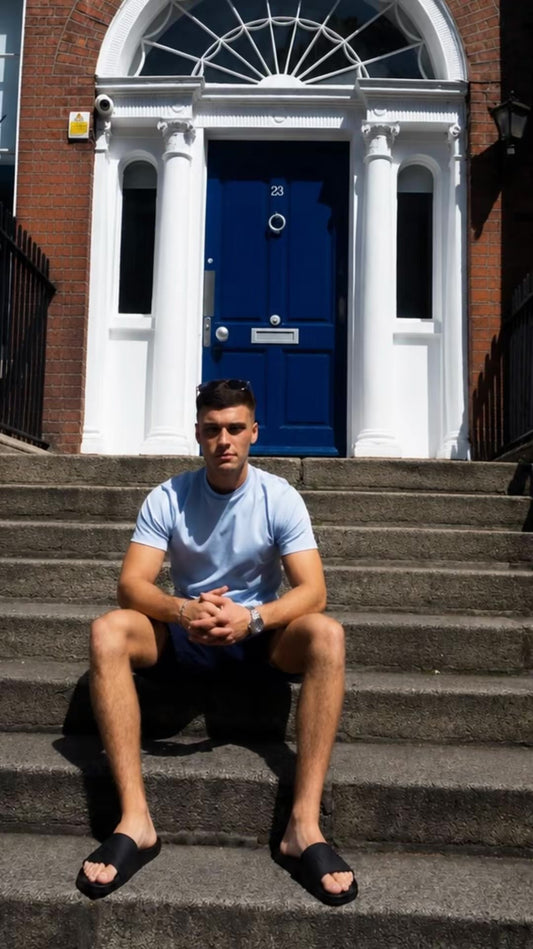 Arvio Essential Sky Blue T-Shirt & Navy Shorts Set