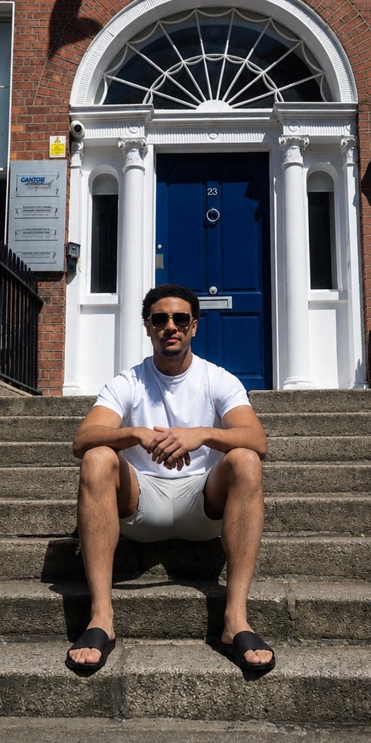 Arvio Essential White T-Shirt & Grey Shorts Set