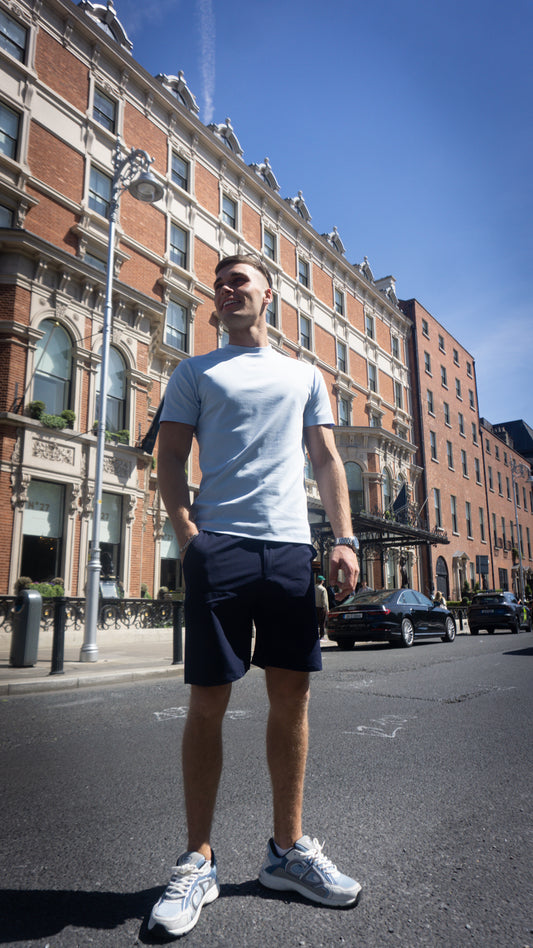 Arvio Essential Sky Blue T-Shirt & Navy Shorts Set